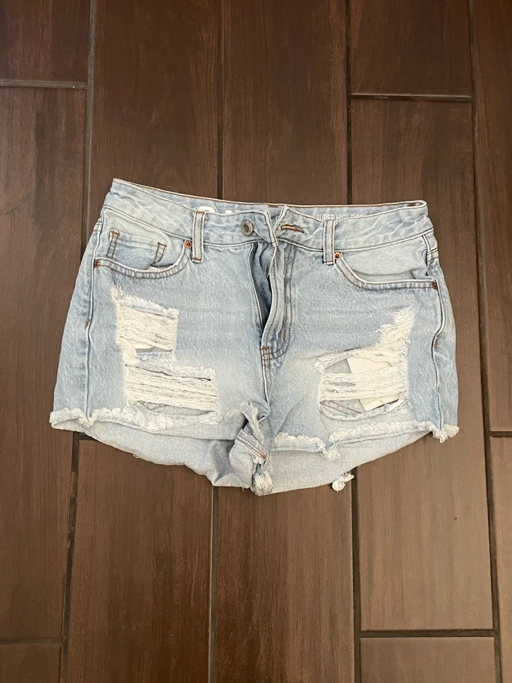 Light Wash Distressed Denim Shorts